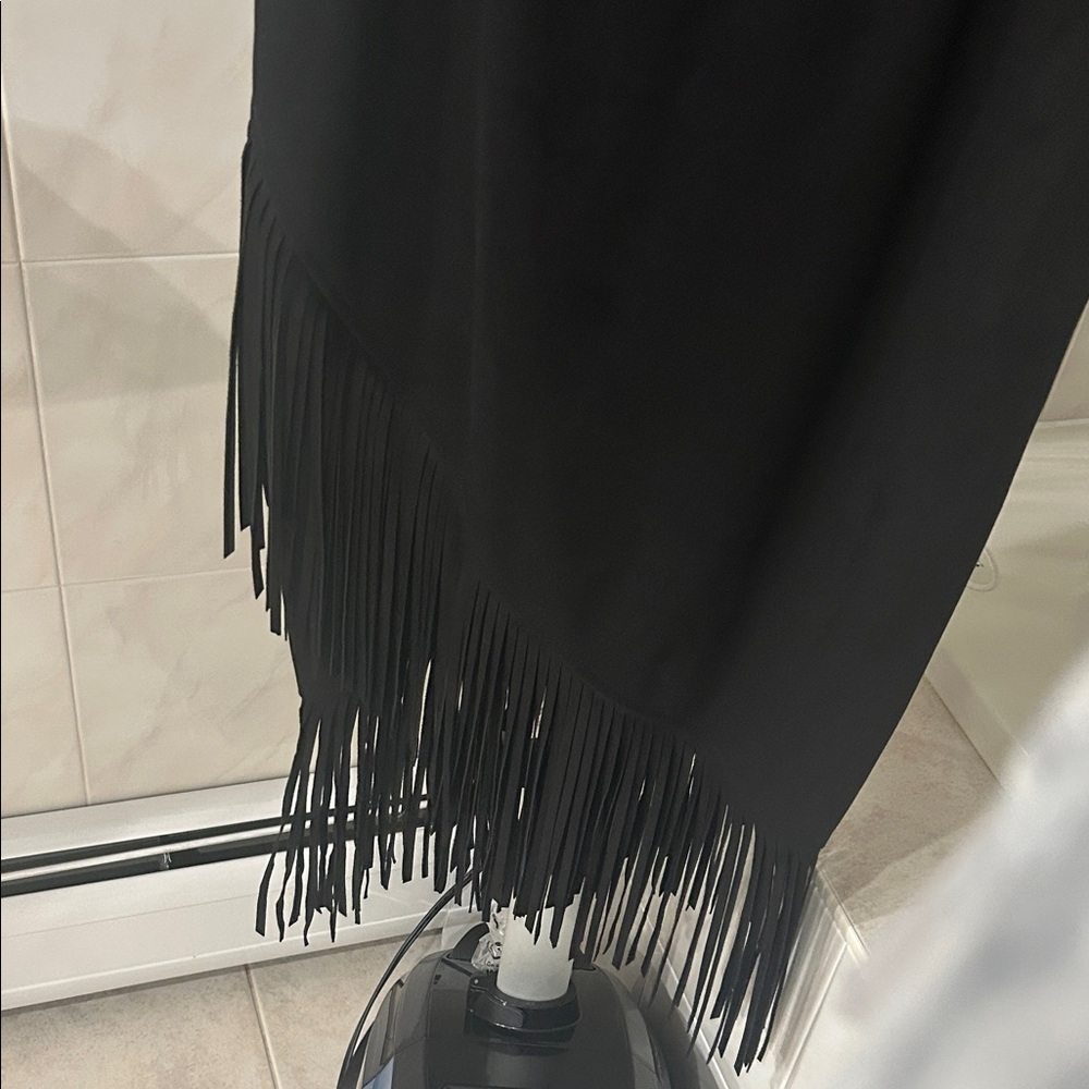Rachel Zoe Elegant Black Fringe Midi Dress - Picture 4 of 4
